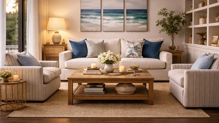 Coastal living room styled by VIBE